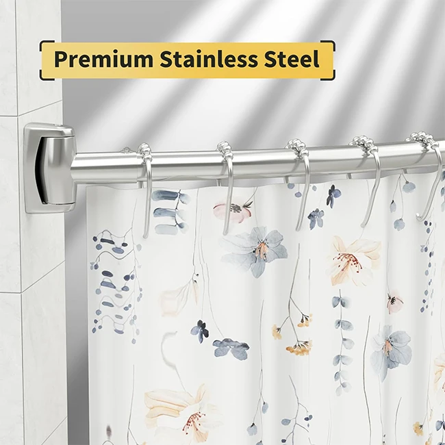 Adjustable Bath Rod Curved Shower Curtain Rod Expandable Diameter 1in  Stainless Steel Curved Shower Rod for bathroom