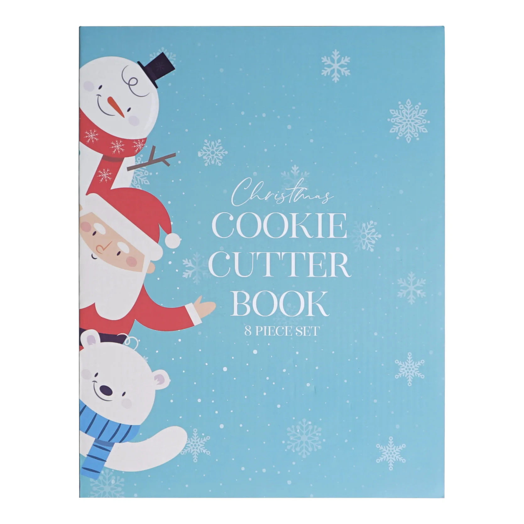 
Set Of 8 Pieces Christmas Stainless Steel Cookie Cutter Set With Cardboard Book Cake Tools 