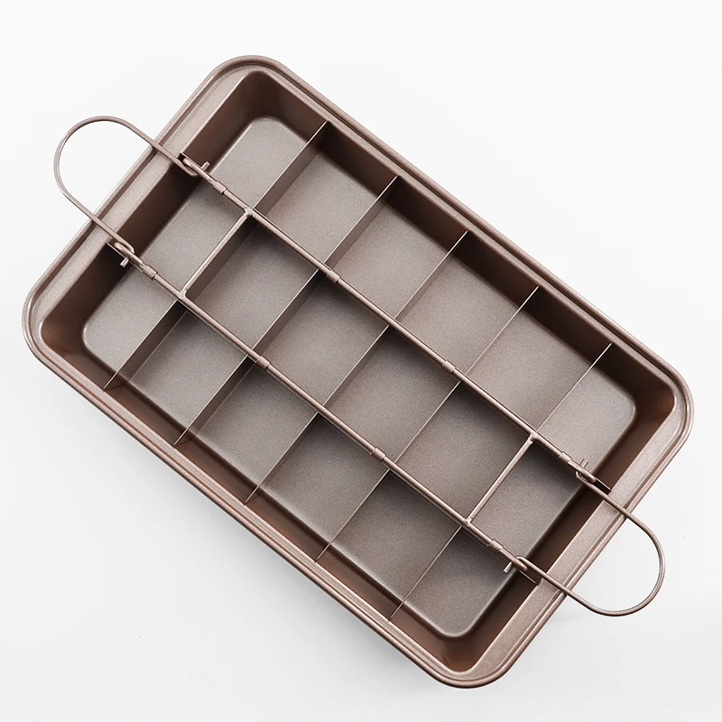 High Quality Non Stick Brownie Baking Tray with Built-in Slicer and Handle  Cupcake Pan and Muffin for Oven Baking
