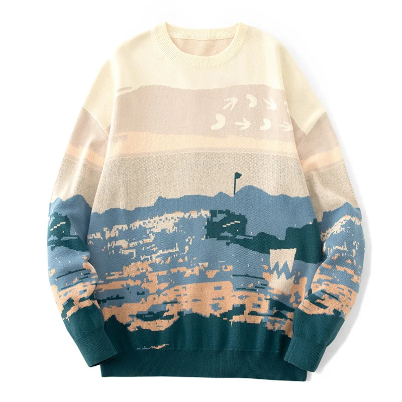 2022 Custom OEM & ODM jacquard sweater clothes Long Sleeve pullover wool Knitted sweater men