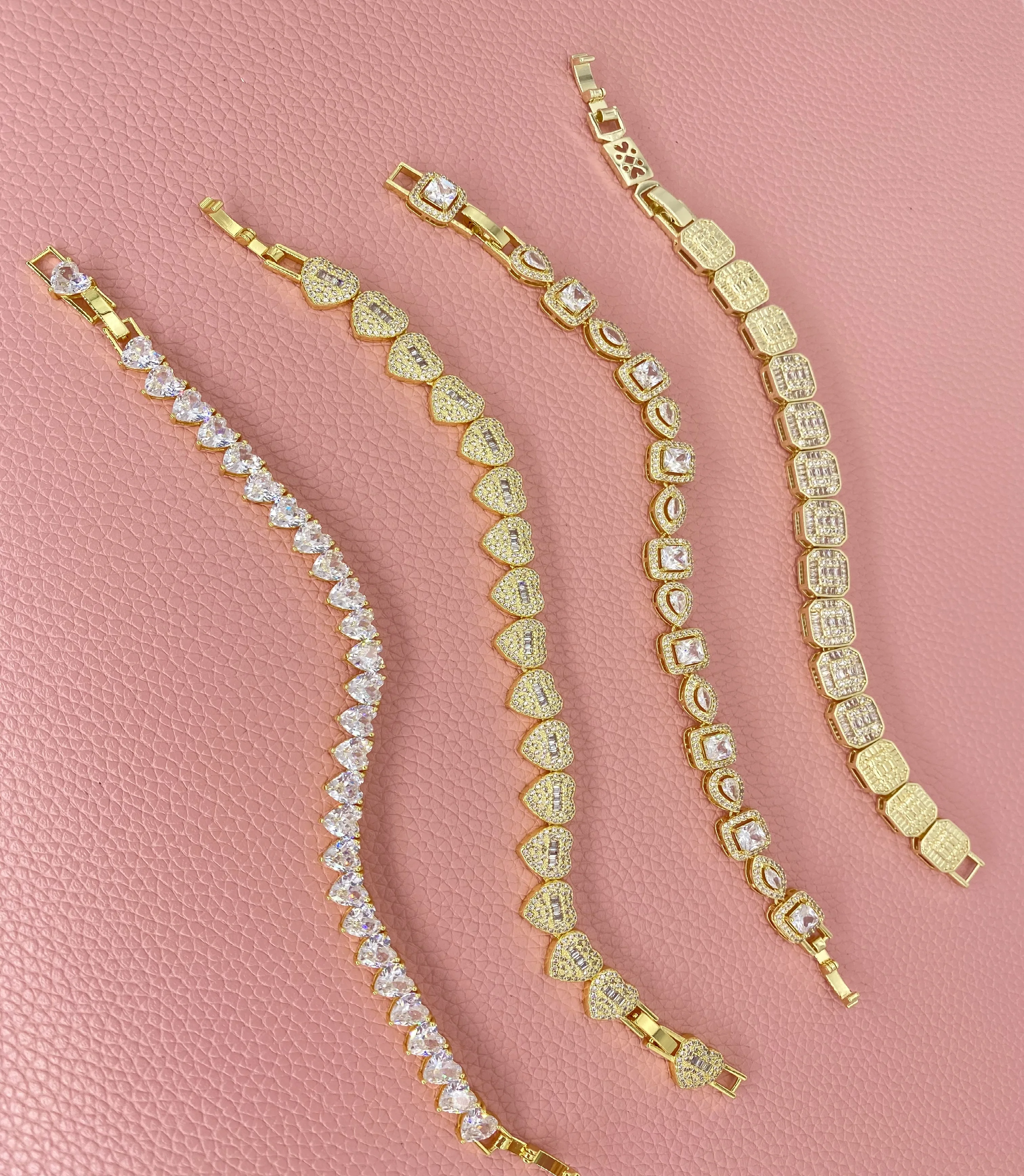 High Quality Hip-Hop Bracelet Silver Chain Zircon Women Jewelry Fashion luxury heart bracelet Set 18K gold-plated Drop Shape