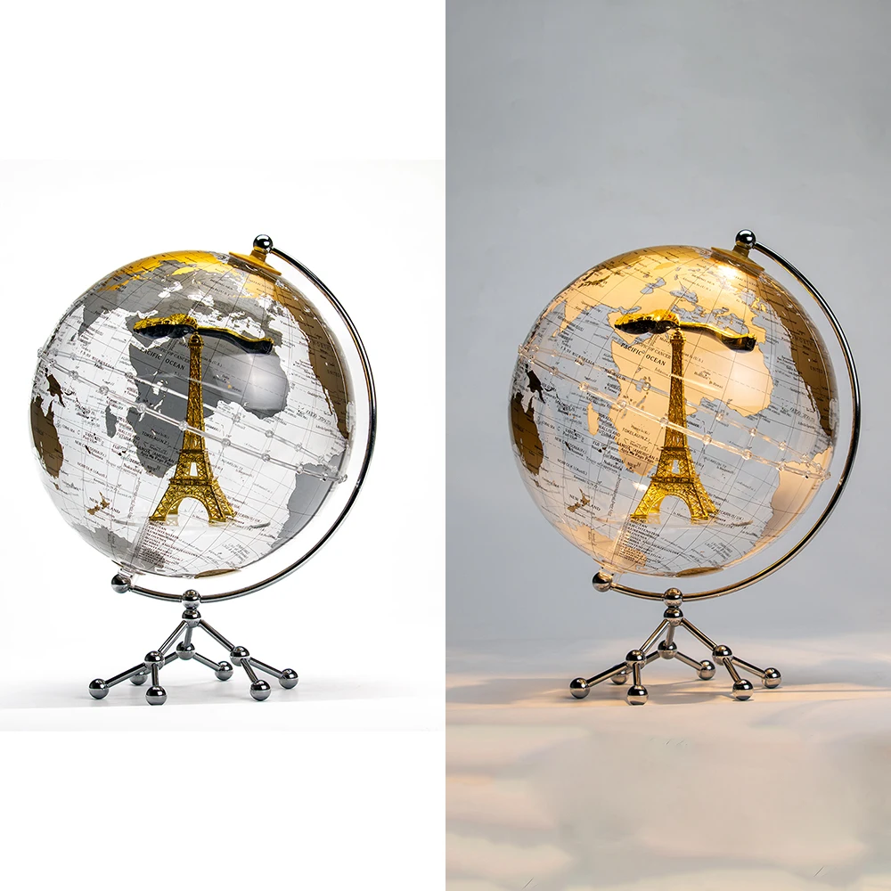 Wellfun Table World Globe Acrylic Map Globe Nautical  World Globe With Metal Stand Vintage Style Office Decor