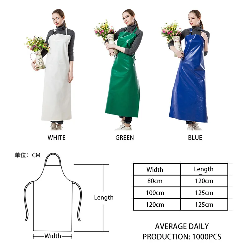 Custom Apron Thicken Vinyl PVC Leather Apron Waterproof Oil Resistence Kitchen Garden Butcher Wearable Adjustable Apron