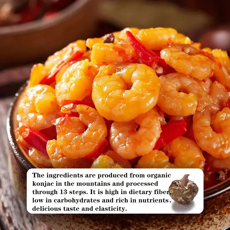 360g hot selling spicy vegetarian konjac shrimp for belly fat loss low calorie konjac food spicy crayfish flavor konjac