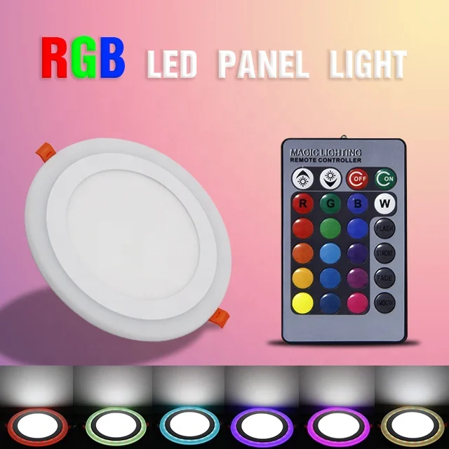 Remote control downlight led lamp cct adjystable panel light rgb ceiling recessed round 24w double color led panel light