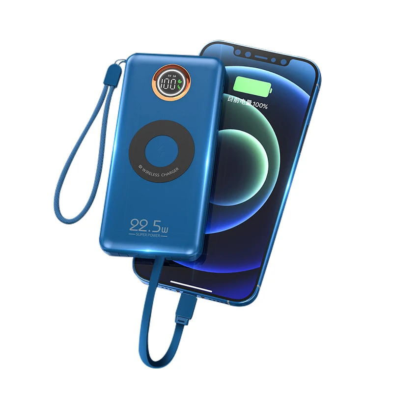 Multifunction 7-in-1 Power Bank 20000mAh External Battery Wireless Charge 18W 20W 22.5W PD Fast Charging Power Bank