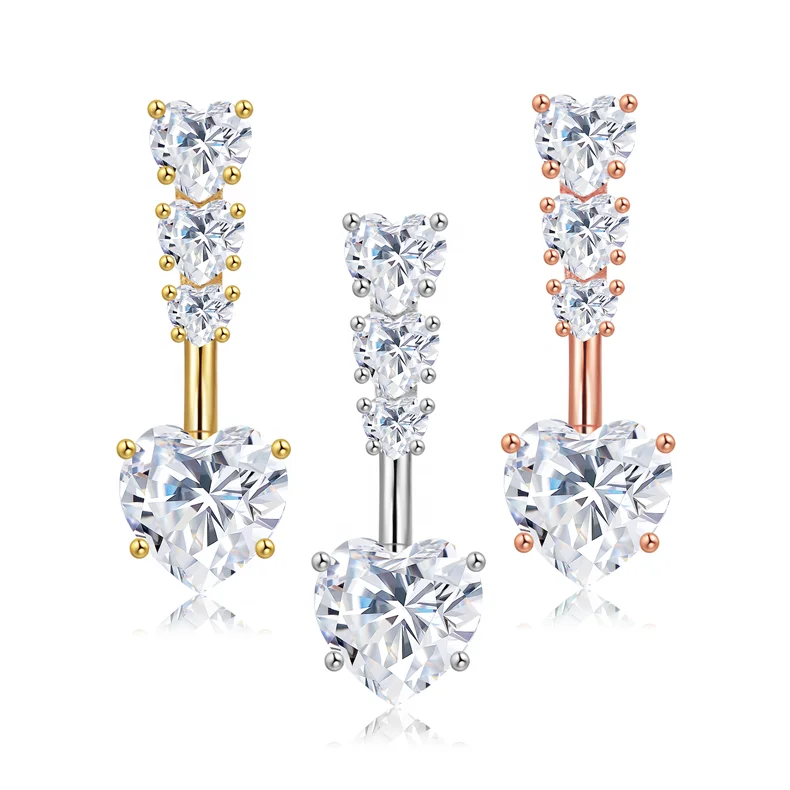 Stainless Steel Belly Button Rings Heart Shape  woman belly bodi heart ring belli pierc jewelri Body Piercing Jewelry