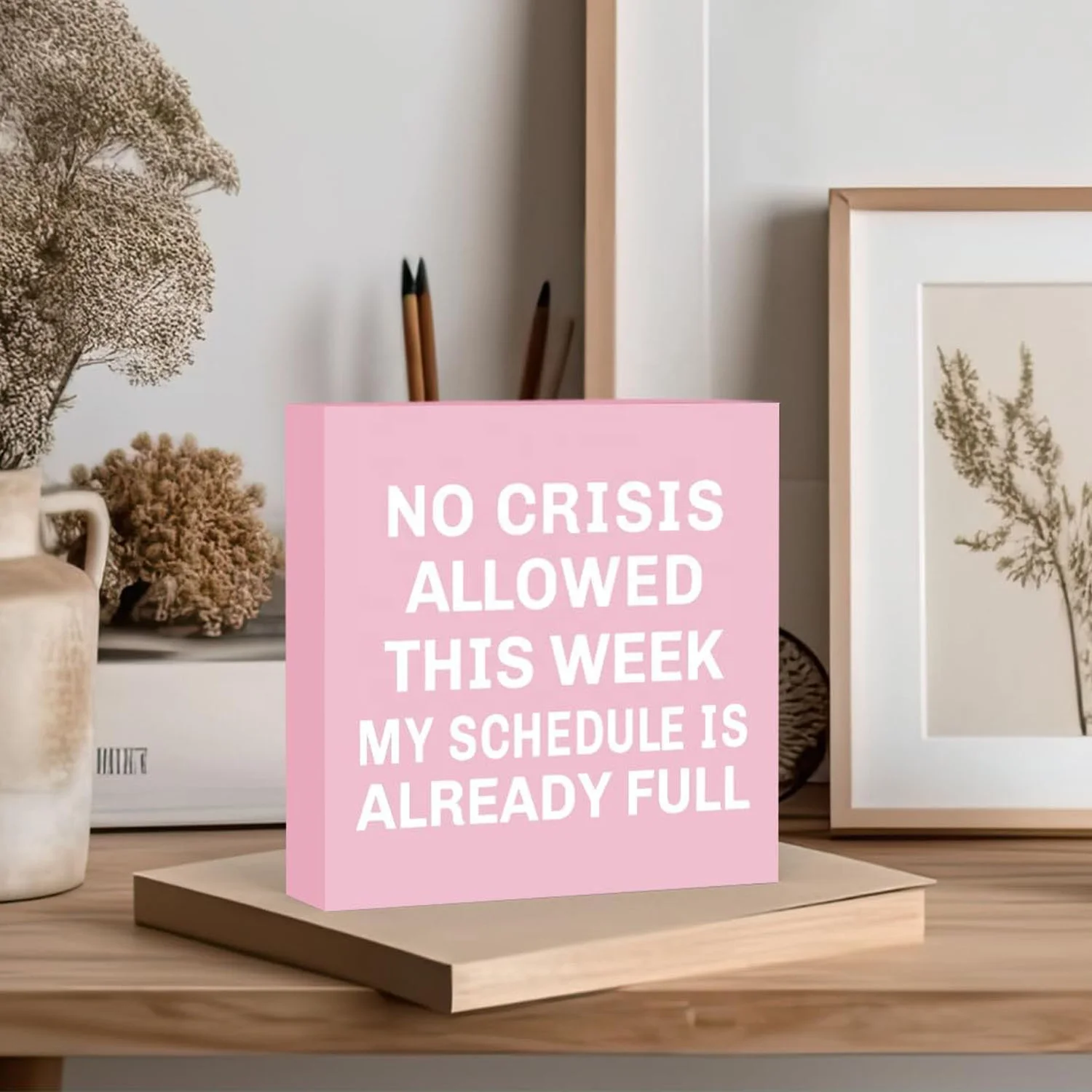 No Crisis Allowed This Week Sign Wood box Sign Home Office Desk Decor  Rustic Box Sign Decor Tabletop wood crafts boxes