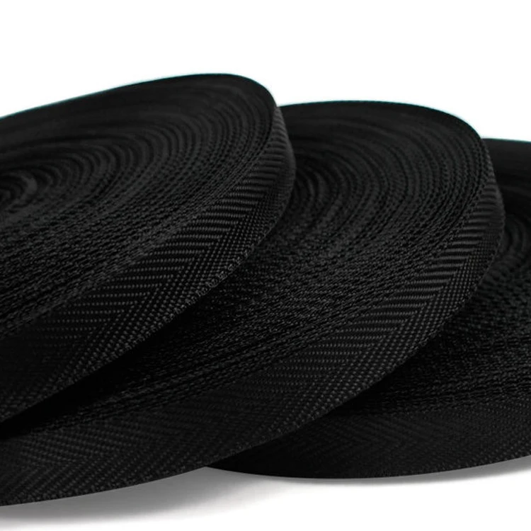 Manufacturers Customize Environmental Protection 25mm Polypropylene Straps Black Coated Edge Binding Webbing For Bags