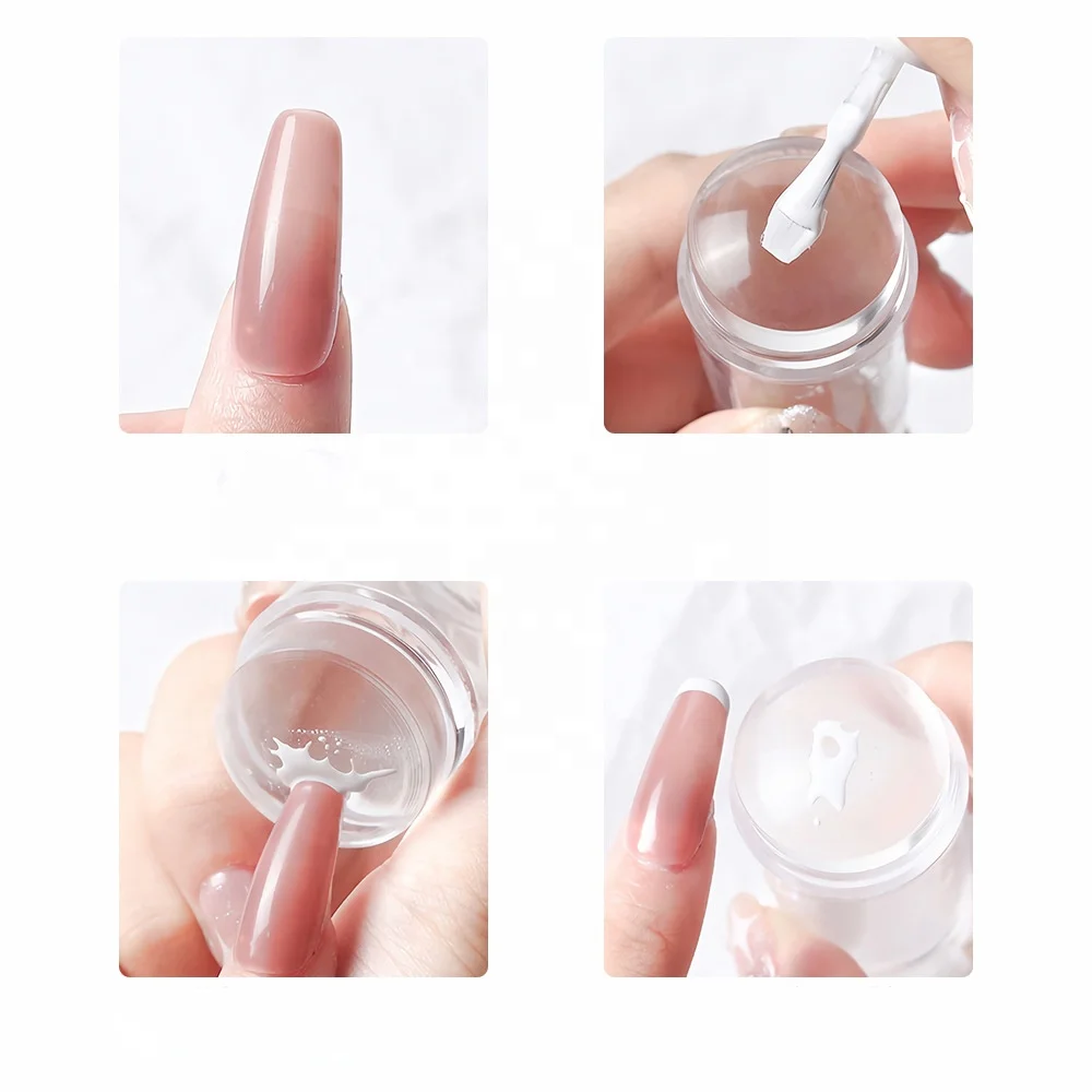 2024 Nail Supplier Clear Silicone Jelly Nail Art Stamper Tool Stamping Kit French Tip Nail Stamp with Scrapers