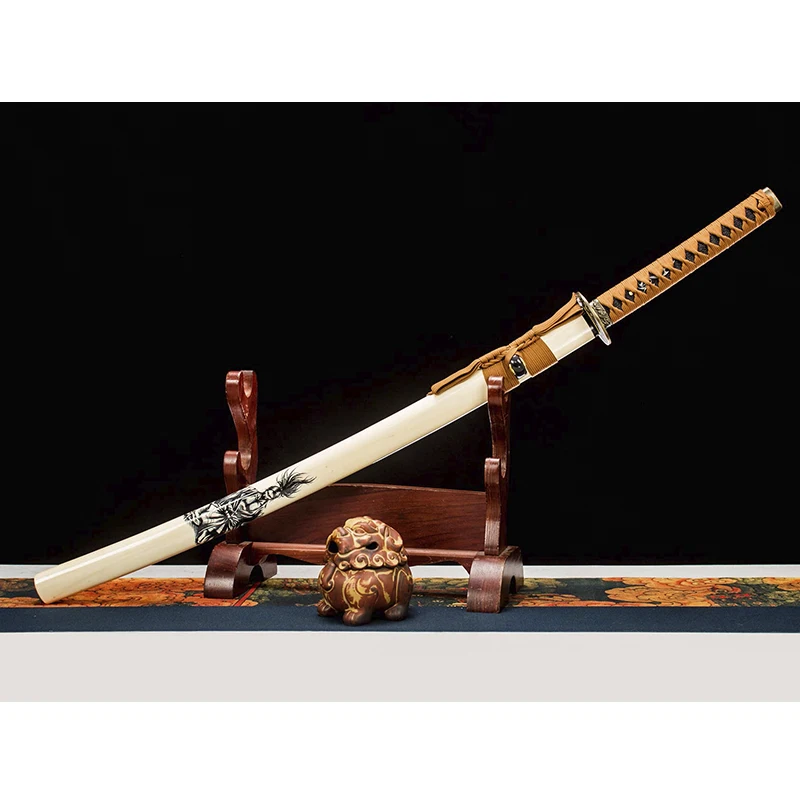 Customized Japanese Swords Samurai Wood Toy Swords Real Alloy Tsuba Bamboo Cosplay Sword