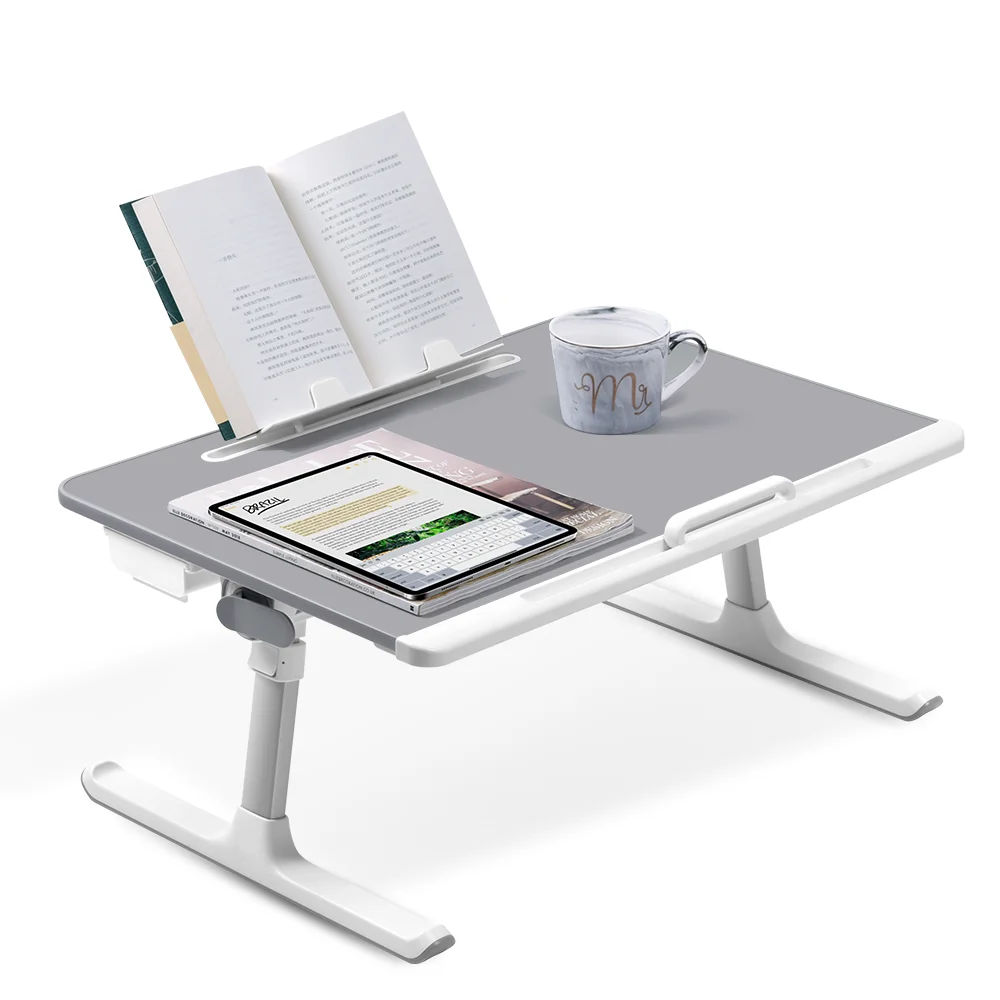SAIJI ergonomic adjustable foldable portable pillow laptop bed tray table 17 inch computer desks with drawer phone tablet stand