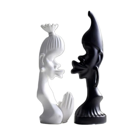 Black White Couple Sculpture Nordic Ceramic Tableware for House