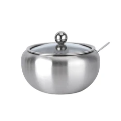 Hot selling household goods spice pot stainless steel seasoning pot with lid and spoon seasoning container