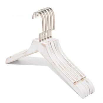 Custom Logo Brand Set Fashion White Wood Clothes Hangers for Shop