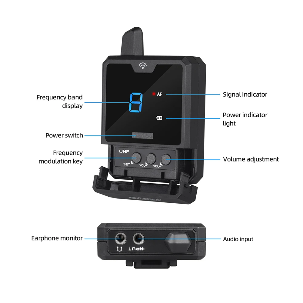 UHF Wireless In-ear Monitor System Professional Singing Sound System Radio Broadcasting System Dynamic Microphone Debra Audio