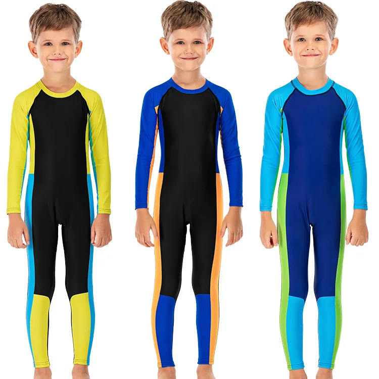 One piece bodysuits long sleeve custom wetsuit boy kids swim wear
