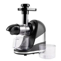 Low speed cold press juice extractor with 80rpm DC motor 150W Black color horizontal type juicer