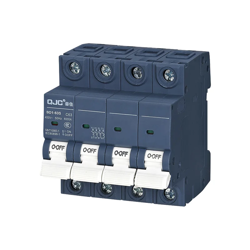 QJC AC 400V 63A 6KA OEM ODM Mini Mcb 2 Pole Industrial Miniature Circuit Breaker mcb