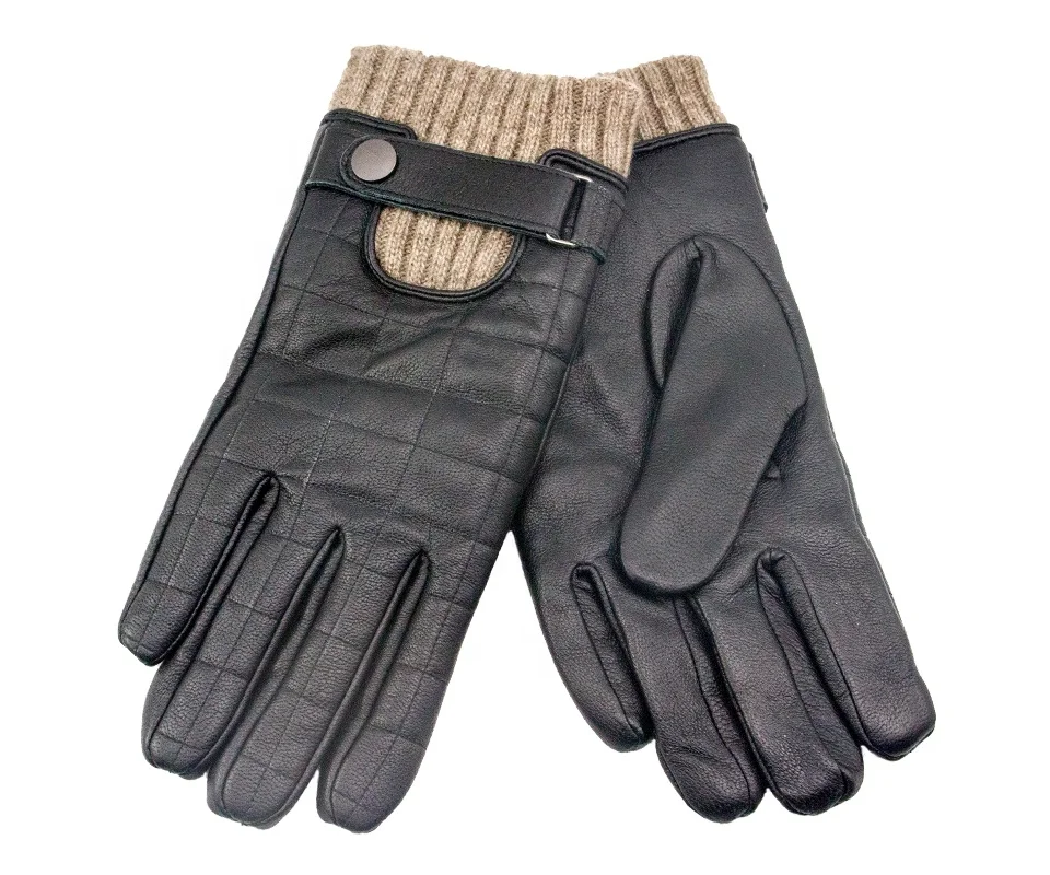 Черные кожаные перчатки с вышивкой для мужчин и женщин