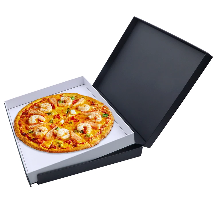 Black white recyclable custom printed hot selling recyclable food boxes packaging pizza box