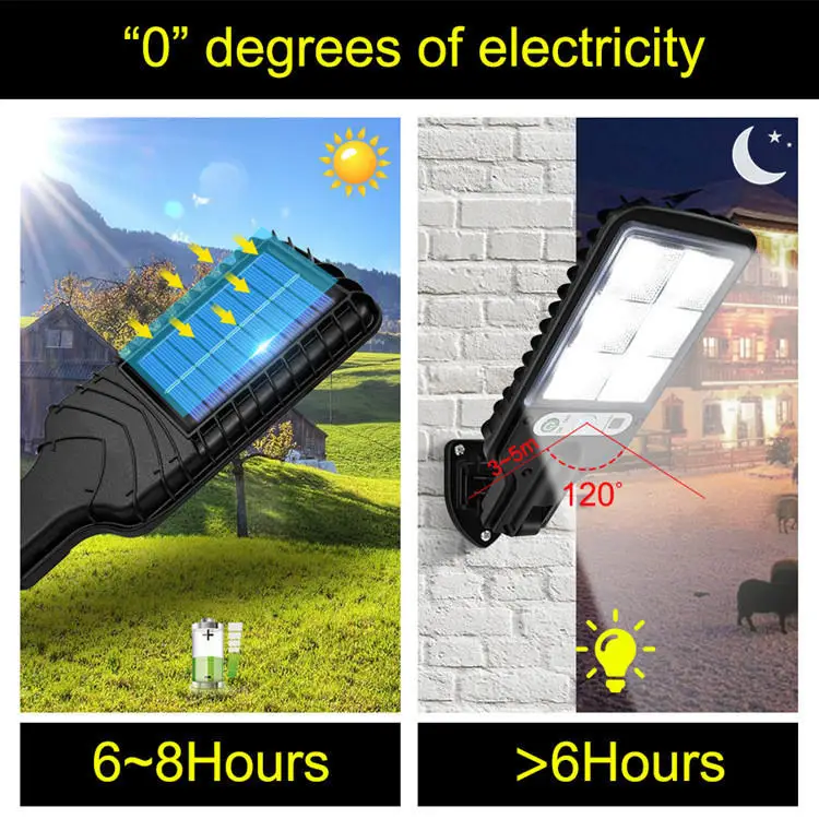 Super Bright Led Solar Street Light Remote Control PIR Motion Sensor And 3 Lighting Modes Outdoor Solar Garden Lights