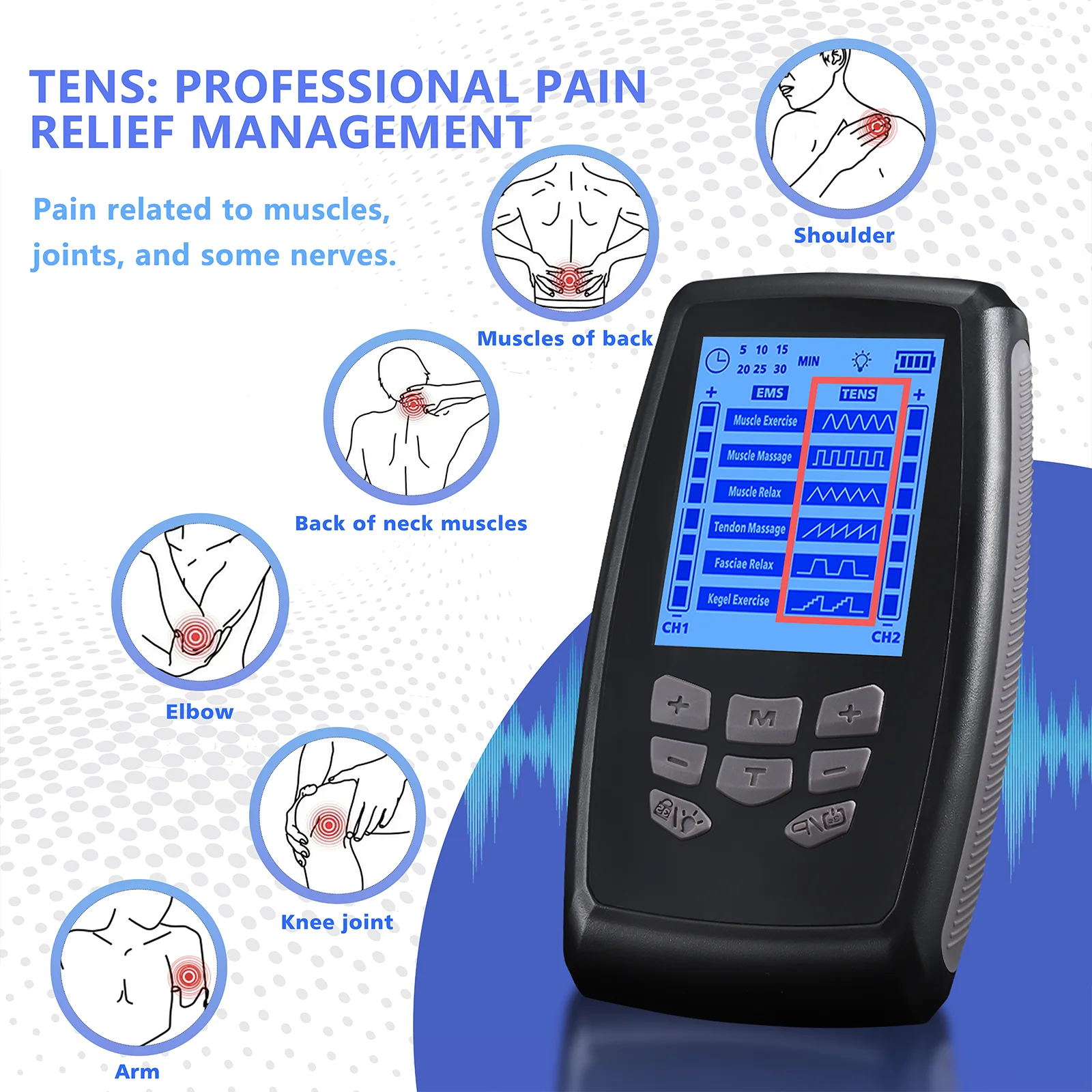 Рекламные цифровые инструменты многофункциональные с электродными подушечками аппарат для терапии Empi Tens