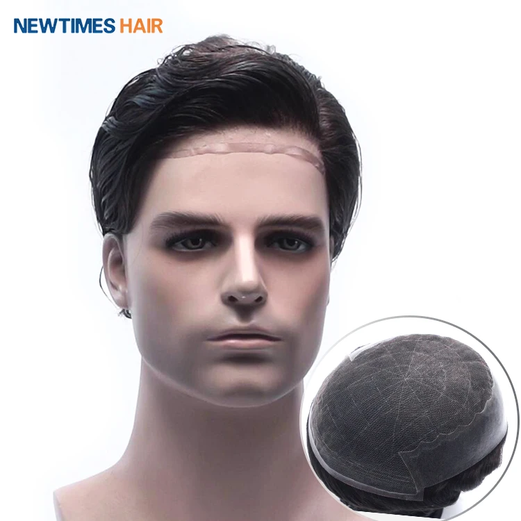 N6 French Lace with PU Sides Stock human hair toupee Mens Toupee