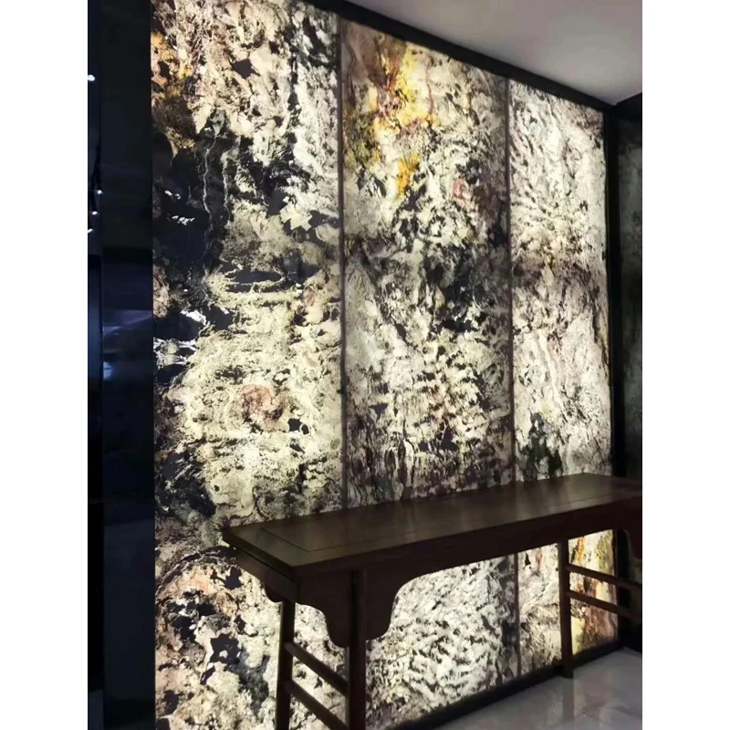 Yellow honey backlit onyx slab wall panel translucent veneer marble transparent ceiling stone tile resin laminated white sheet