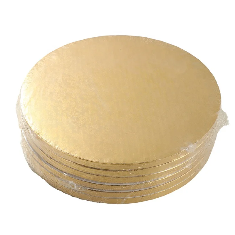 XJH Gold White Cake Drums Round 10 Inch Cake Boards Smooth Edges for Multi Tiered Birthday Wedding Party Cakes Drum Board