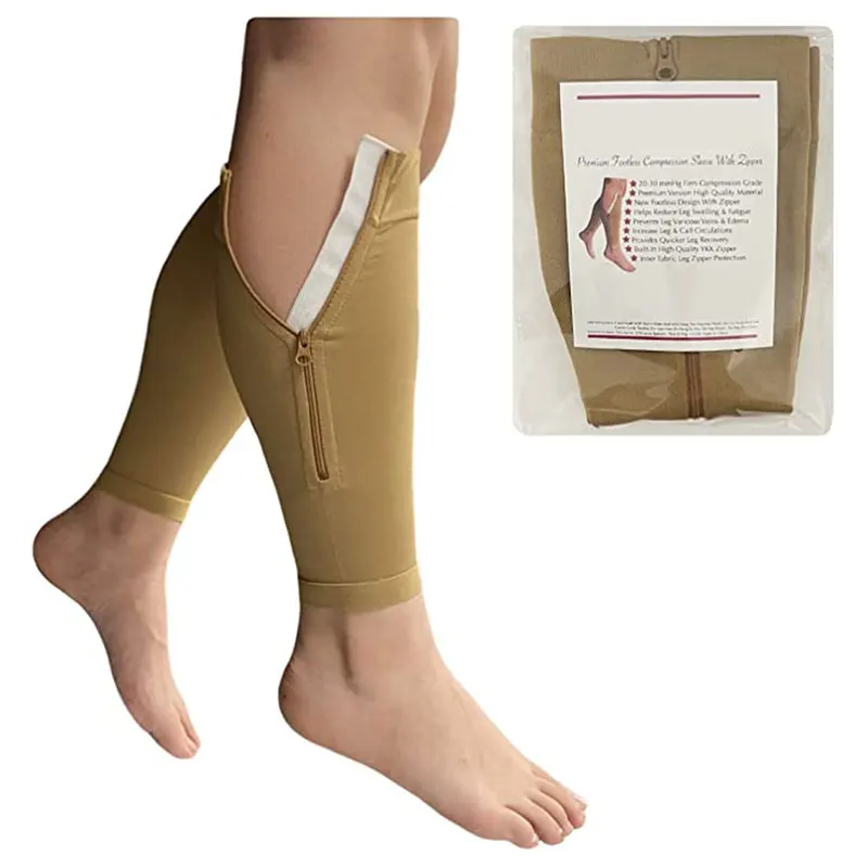 24 Years Factory 10 Sizes Slimmer Calf Shapers Compression No Foot Socks Leg Sleeve with Zipper for Women Men