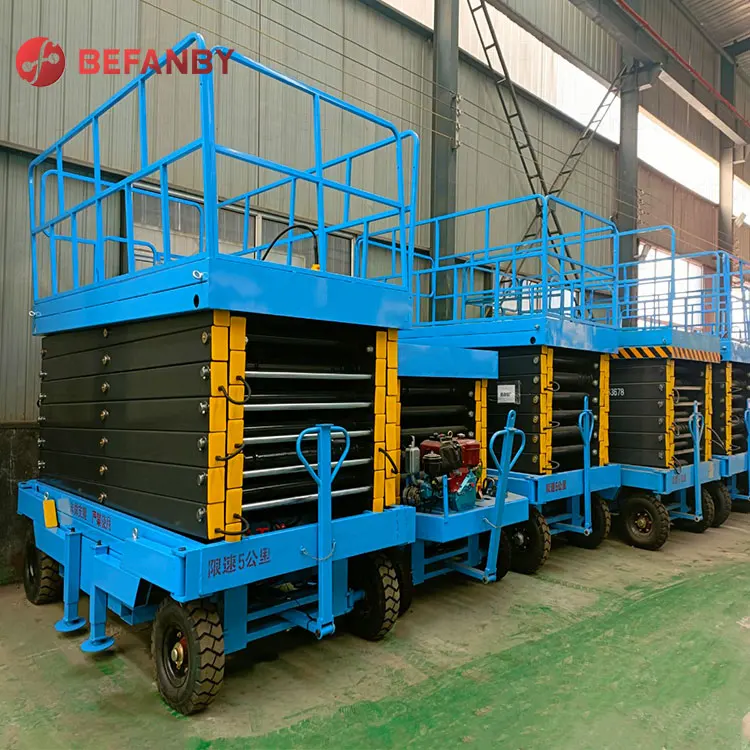 Cleaning window motorized 320kg electric mobile trailer scissor lift
