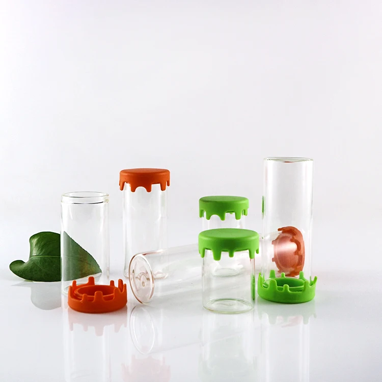 Wholesale 15-100ml  Borosilicate Glass Vial Bottle Tube Glass Storage Jar with Screw plastics Lid