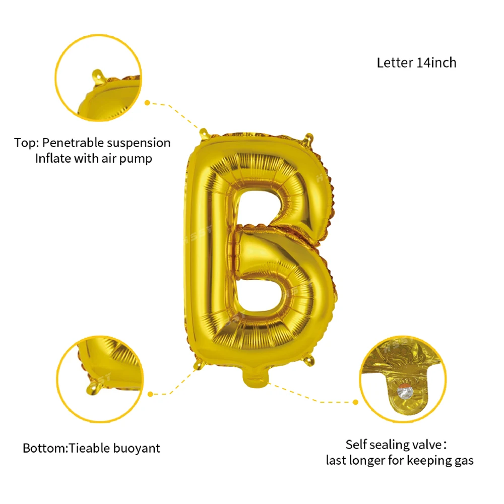 14inch Gold Silver Alphabet Letter Balloons Aluminum Hanging Foil Balloon Wedding Birthday party decor banner Air Mylar Balloons
