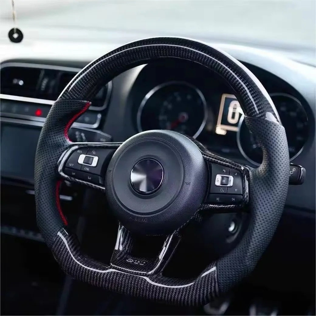 R-Line Half Perforated Leather Carbon Steering Wheel for Volkswagen VW Golf 5 6 7 R MK6 MK7 MK8 Jetta Passat B8 Polo Tiguan GTI