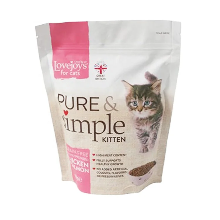 Food Grade laminated plastic stand up Pet cat food bags
