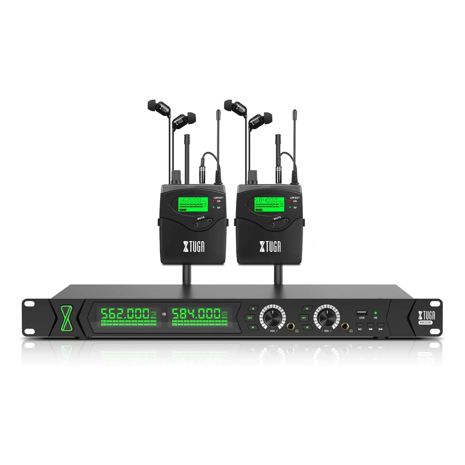 Factory price RW2090 Professional  UHF Vocal Stage Instrument Monitor ear in ear wireless monitor system 2 Bodypack