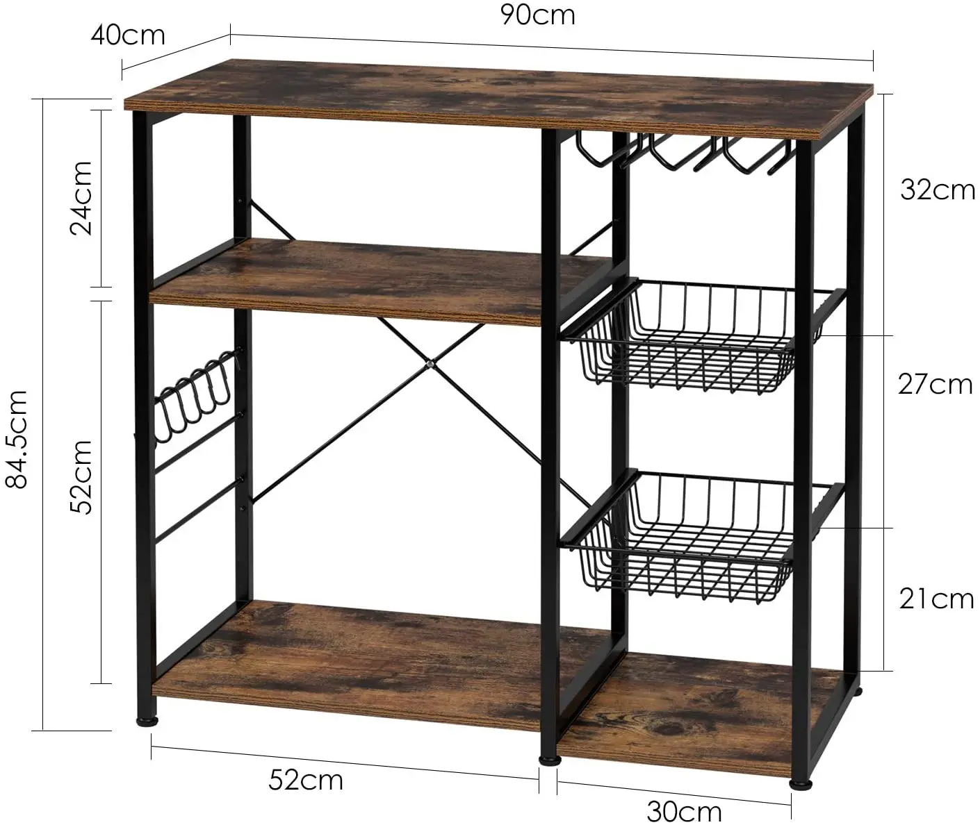 Vintage Style Wood Shelf Dish Rack Storage Multi-Purpose Kitchen and Living Room Dish Storage
