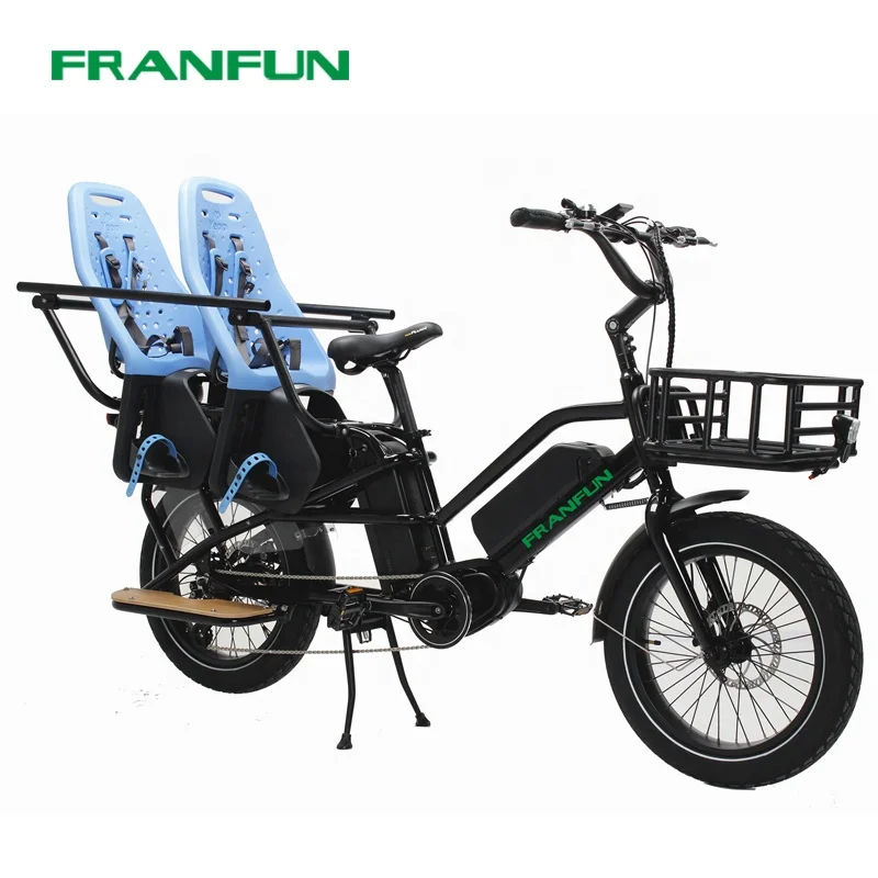 Luxury Mother-kids Fun Family Electric Bike Long Seat 140km Range Best Cargo Bicycle 2 Battery