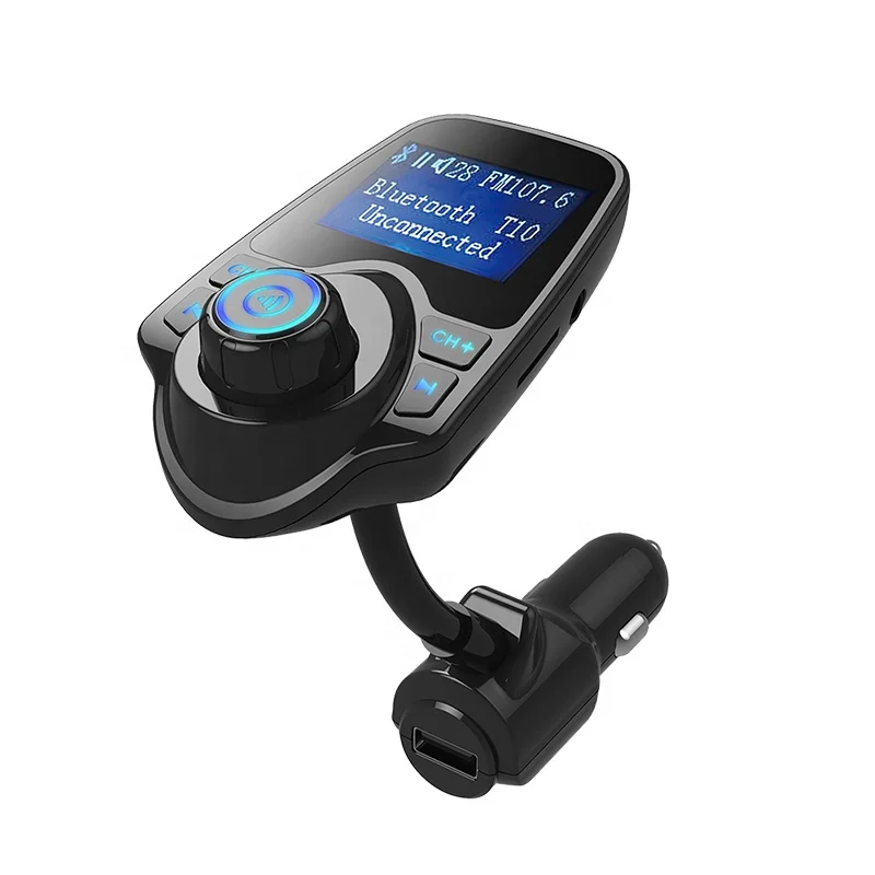 AGETUNR T10 Amazon Hot Sell Bluetooth V5.0 FM Transmitter 1.44 inch LCD dipslay Aux input/output Dual USB Charger Car mp3 Player