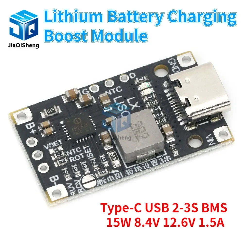 Type-C USB 2/3S BMS 15W 8.4V 12.6V 1.5A Lithium Battery Charging Boost Module With Balanced Support Fast Charge With Indicator