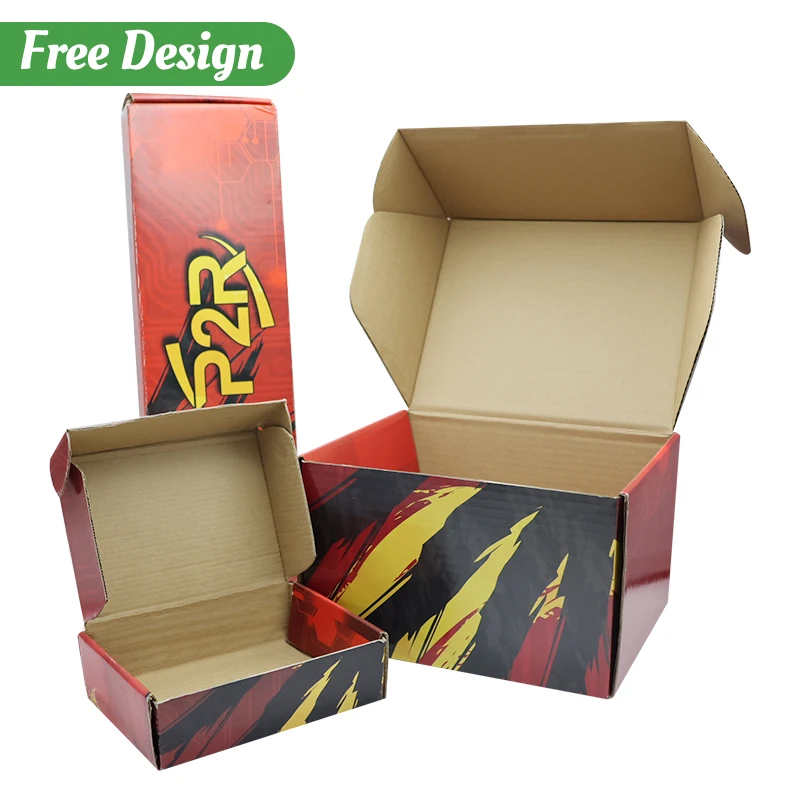 Custom red paper mailing box automotive parts with single-sided color printing big kraft paper corrugated mailer box packaging