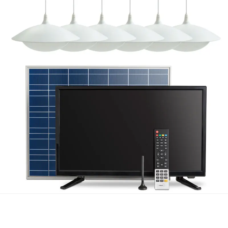 Rechargeable 22 32 inch Smart solar kit tv set home solar tv with panel