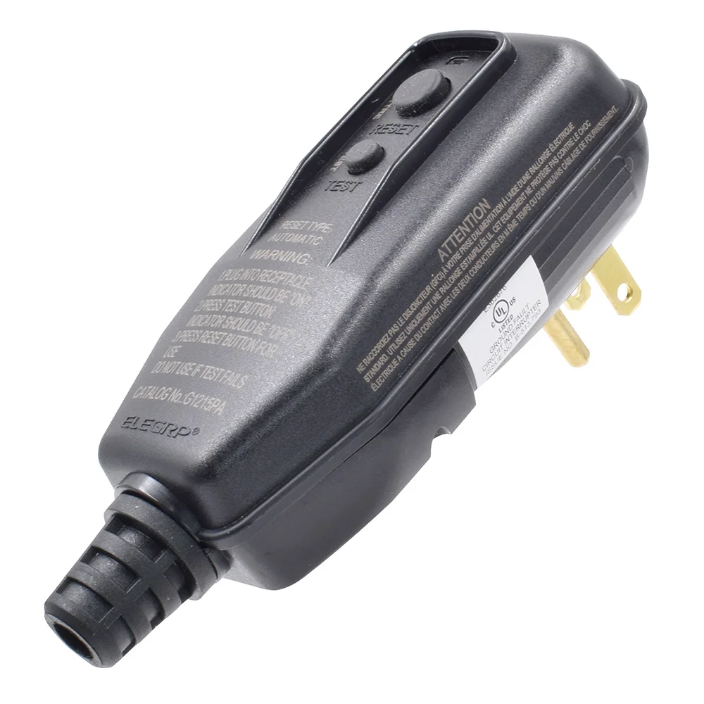 US Stock 15Amp 120V 3 Pin Right Angle Replacement UL Listed Outdoor Industrial 15a gfci portable GFCI plug