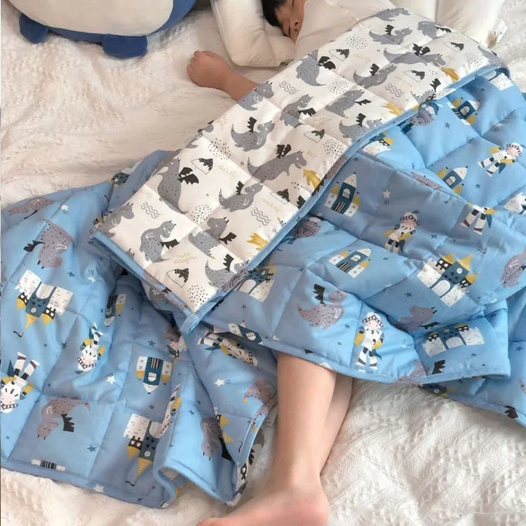 Grey Bamboo Fiber Kids Custom Dropship Knitted Organic Cotton Weighted Blanket