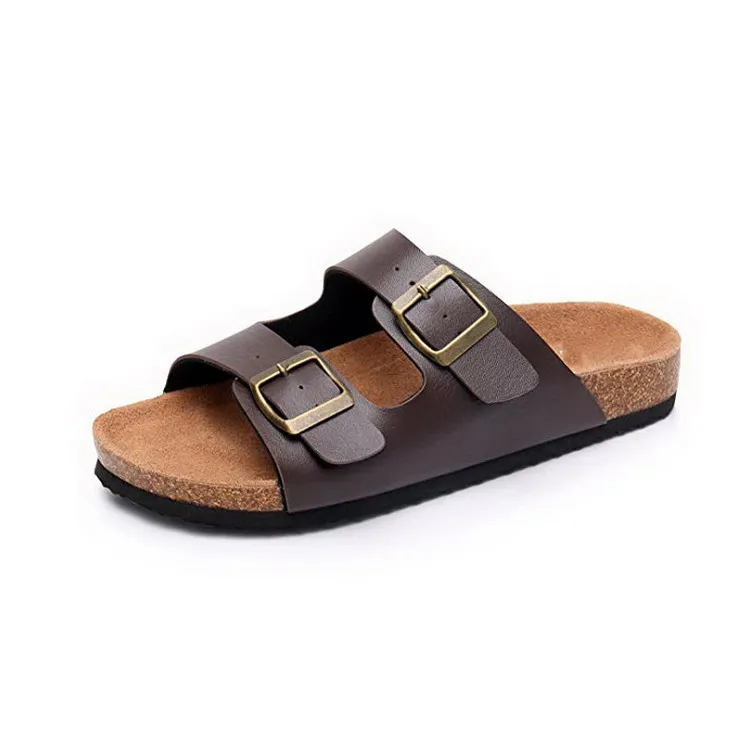 Wholesale Men Flat Sandals With Adjustable Buckle Sandals Cork Sole