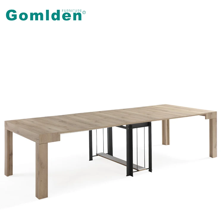 Nordic Space Saving Natural Wood Finish Large Extending Dining Tables For Dining Room