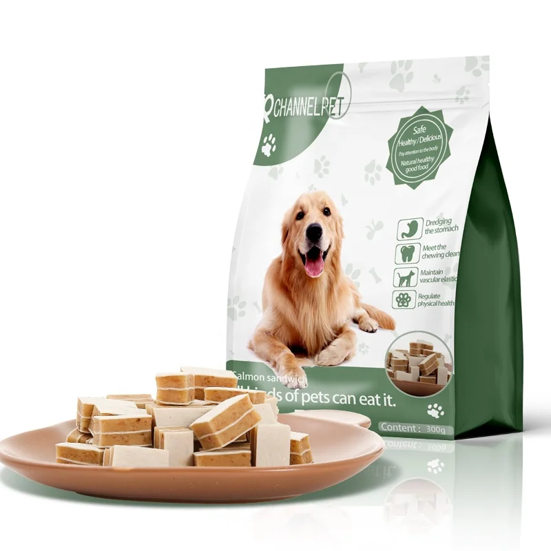 Wholesale Natural Dog Chew Food Salmon Sandwich Pet Soft Snacks Training Treats