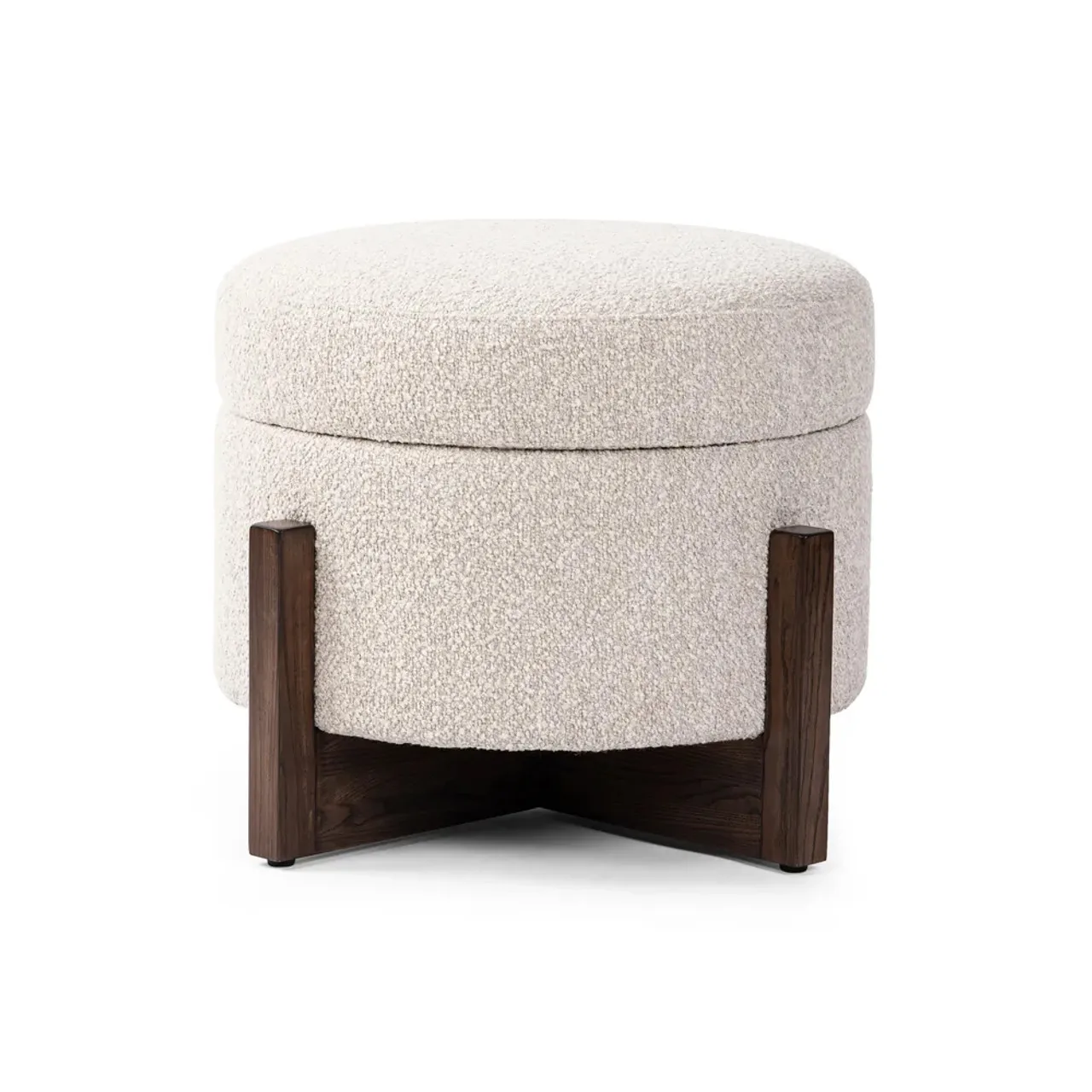 Nordic Style Home Living Round Footstool Wooden Upholstered Stool Coffee table Ottoman Make Up Short Stool