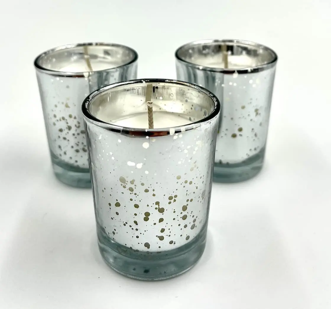 Wholesale Set 12pcs Hand-Poured Unscented Silver Mercury Filled Glass Jar Votive Candles For Home Yoga Stress Relief Wedding